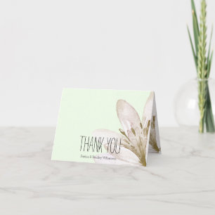 Tarjeta De Agradecimiento Floral de acuarela blanca de menta Gracias
