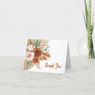 Tarjeta de agradecimiento floral de acuarela boho