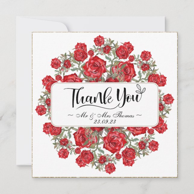 Tarjeta de agradecimiento floral de acuarela con r (Anverso)