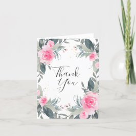 Tarjeta de agradecimiento floral de acuarela con r