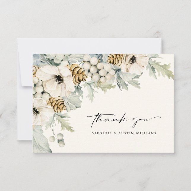 Tarjeta de agradecimiento floral de acuarela elega (Anverso)