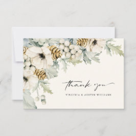 Tarjeta de agradecimiento floral de acuarela elega