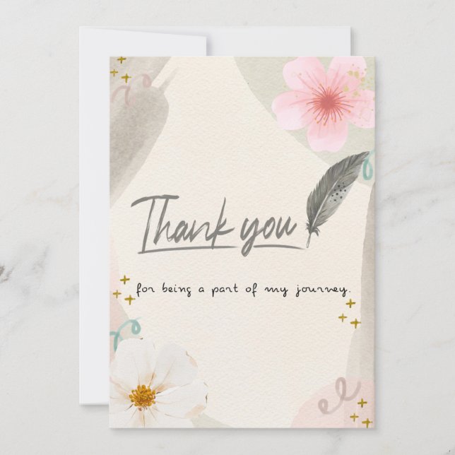 Tarjeta de agradecimiento floral de acuarela elega (Anverso)