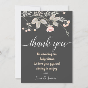 Tarjeta de agradecimiento floral de acuarela elega