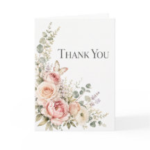 Tarjeta de agradecimiento floral de acuarela elega
