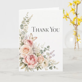 Tarjeta de agradecimiento floral de acuarela elega