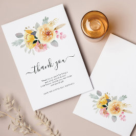 Tarjeta de agradecimiento floral de acuarela para 