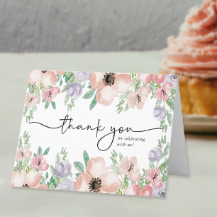 Tarjeta de agradecimiento floral de acuarela paste