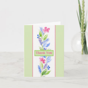 Tarjeta de agradecimiento floral de acuarela pinta