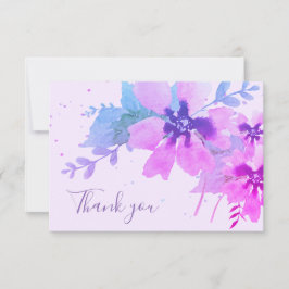 Tarjeta de agradecimiento floral de acuarela púrpu