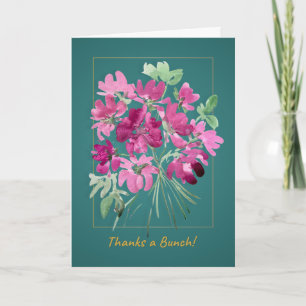 Tarjeta de agradecimiento floral de acuarela rosa 