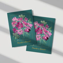 Tarjeta de agradecimiento floral de acuarela rosa 
