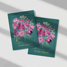 Tarjeta de agradecimiento floral de acuarela rosa 