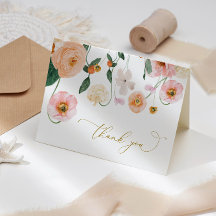 Tarjeta de agradecimiento floral de amapola rosa