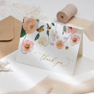 Tarjeta de agradecimiento floral de amapola rosa