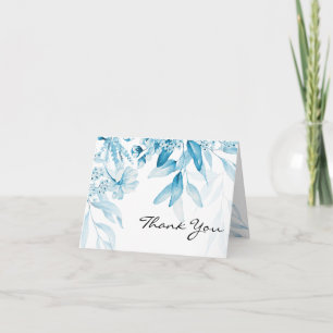 Tarjeta de agradecimiento floral de arte fino azul