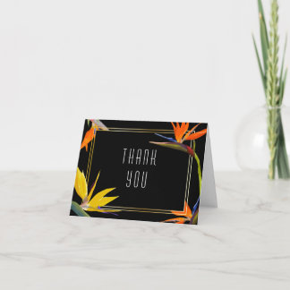 Tarjeta de agradecimiento floral de aves del paraí