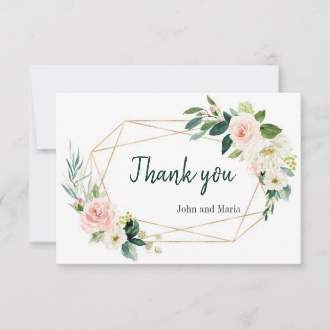 Tarjeta de agradecimiento floral de boda boho con  (Anverso)