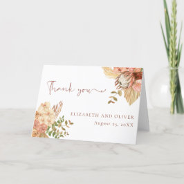 Tarjeta De Agradecimiento Floral de Boho Terracotta