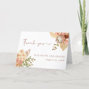 Tarjeta De Agradecimiento Floral de Boho Terracotta