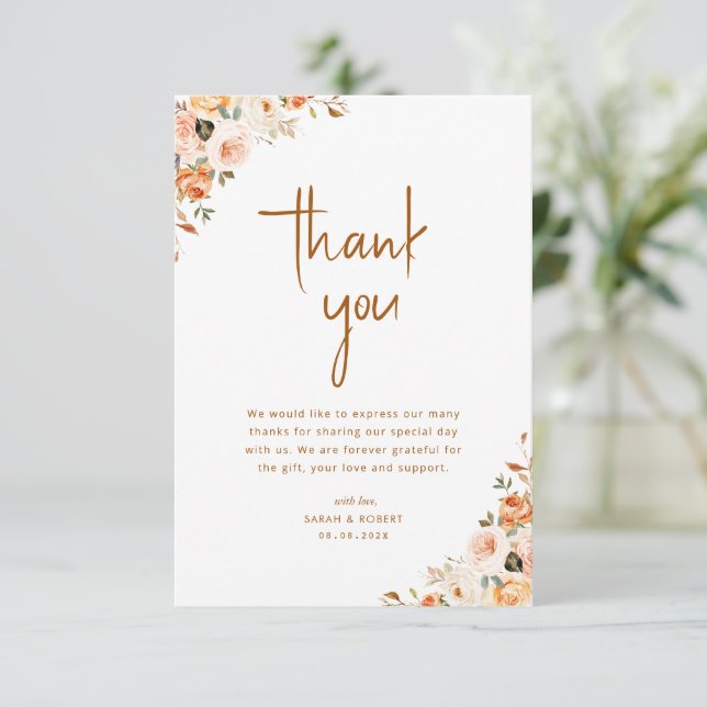 tarjeta de agradecimiento floral de caída de oro (Anverso de pie)