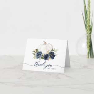Tarjeta de agradecimiento floral de calabaza azul 