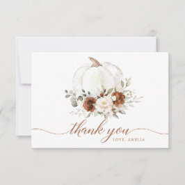 Tarjeta de agradecimiento floral de calabaza otoña