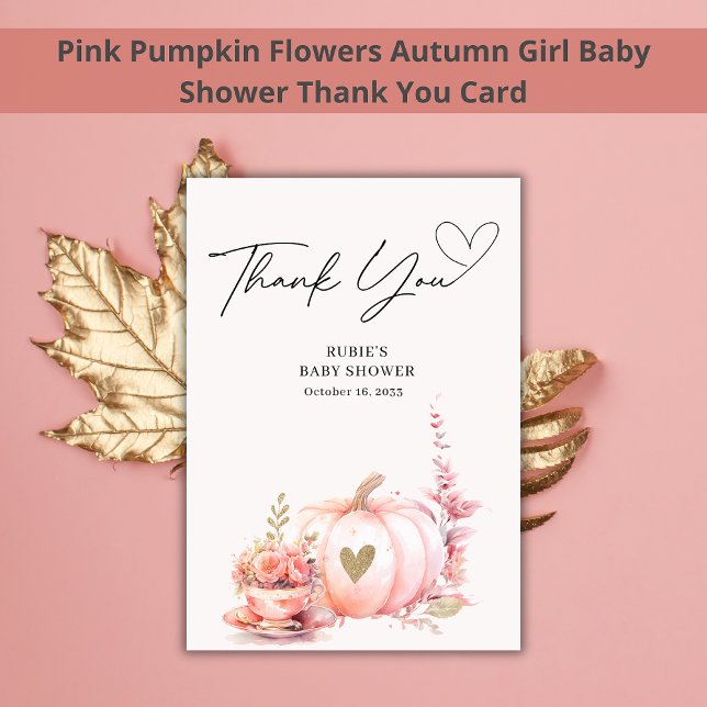 Tarjeta De Agradecimiento Floral de calabaza rosa de Rubor Gracias (Subido por el creador)