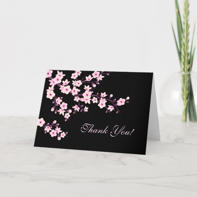 Tarjeta De Agradecimiento Floral de cerezos gracias (Anverso)