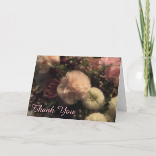 Tarjeta de agradecimiento floral de clavel rosa