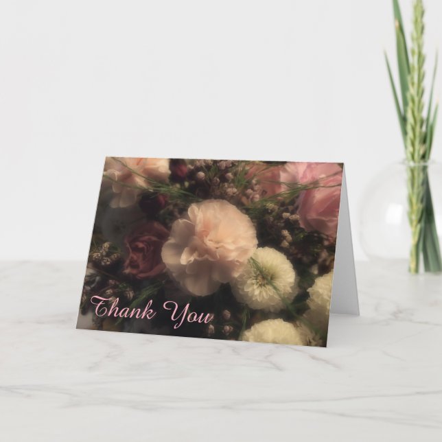 Tarjeta de agradecimiento floral de clavel rosa (Anverso)