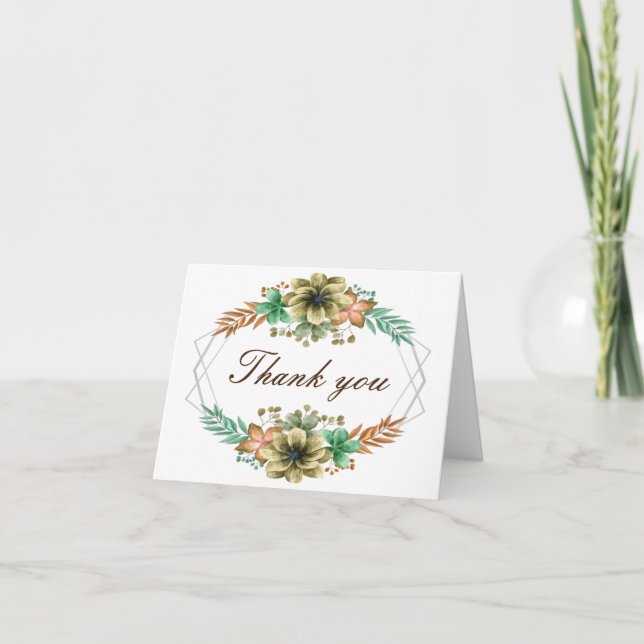 Tarjeta De Agradecimiento Floral De Color Amarillo (Anverso)