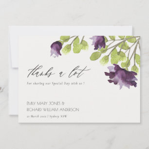 TARJETA DE AGRADECIMIENTO FLORAL DE COLOR AZUL PURPLE ELEGANTE GRACIAS