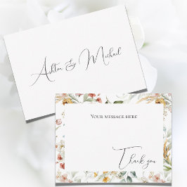 Tarjeta de agradecimiento floral de color bonito