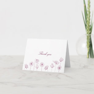 Tarjeta de agradecimiento floral de color burdeos