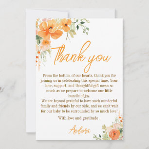 Tarjeta de agradecimiento Floral de color de agua 