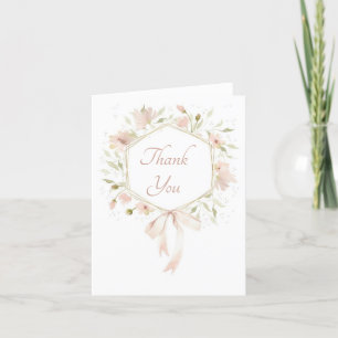 Tarjeta de agradecimiento floral de color rosa sua