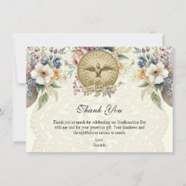 Tarjeta De Agradecimiento Floral de confirmación del Espíritu Santo Católico