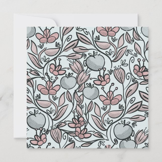 Tarjeta De Agradecimiento Floral de Doodle (Anverso)