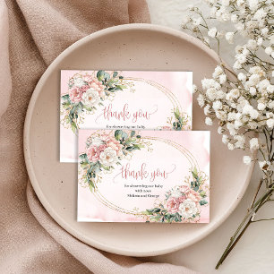Tarjeta de agradecimiento floral de eucalipto rosa