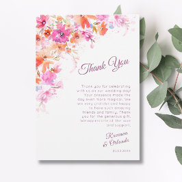 Tarjeta de agradecimiento floral de flor de cerezo