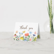 Tarjeta de agradecimiento floral de flores silvest