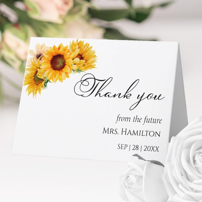 Tarjeta De Agradecimiento Floral de girasol otoño otoño ducha de novia (Subido por el creador)
