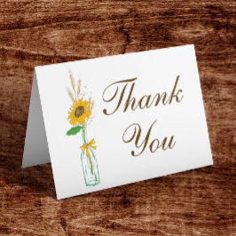 Tarjeta De Agradecimiento Floral de girasol rural gracias Boda ruso