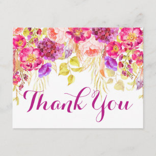 Tarjeta de agradecimiento floral de Hortensia Rosa