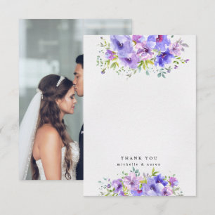 tarjeta de agradecimiento floral de jardín violeta