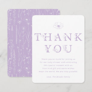 Tarjeta de agradecimiento floral de lavanda   Baby