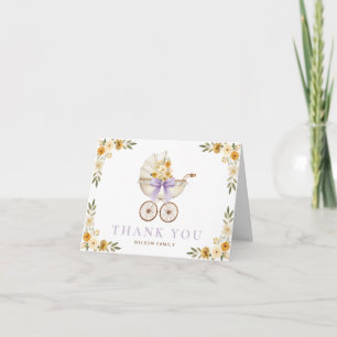 Tarjeta de agradecimiento floral de lavanda para c