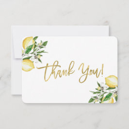 Tarjeta de agradecimiento floral de limones