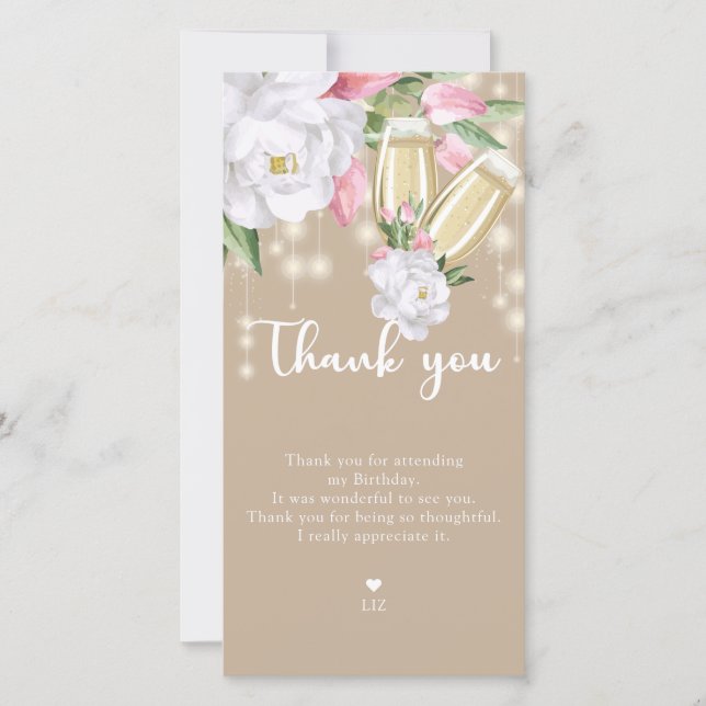 Tarjeta De Agradecimiento Floral de lujo 30 cumpleaños (Anverso)